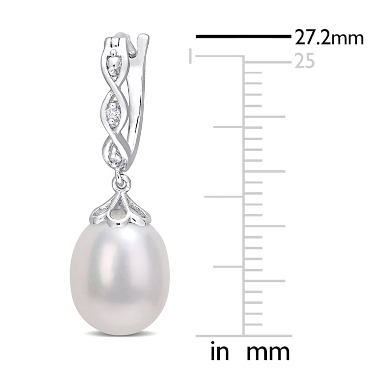 8-8.5MM Freshwater Cultured Pearl and Diamond Accent Infinity Drop Cuff
Earrings in Sterling Silver