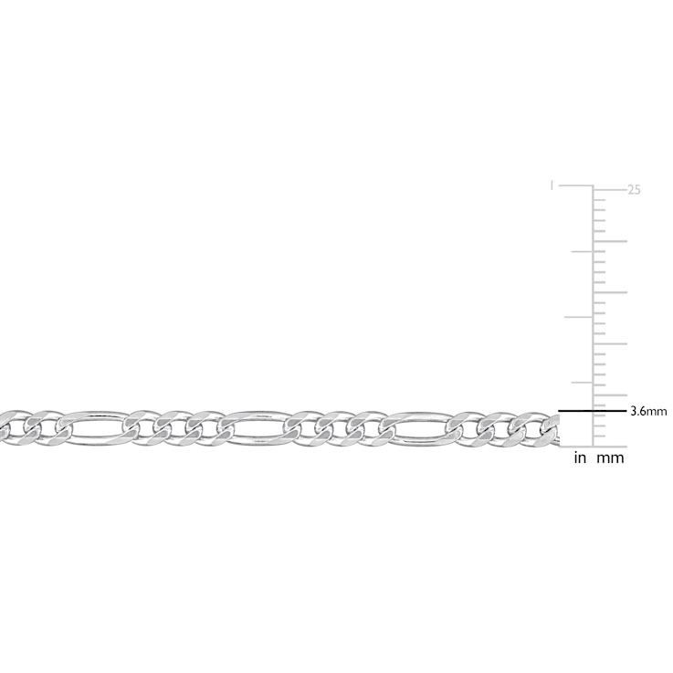 3.8MM Figaro Chain Necklace in Sterling Silver