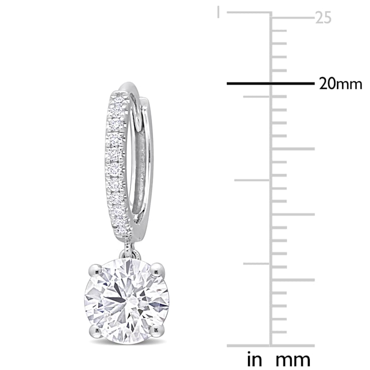 2 1/10 CT TGW Lab Grown Diamond Huggie Charm Earrings in 14K White Gold