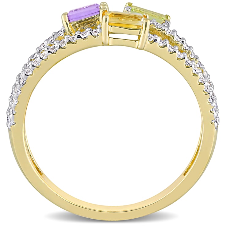 5/8 CTW Multi-Gemstone Ring in Yellow Plated Sterling Silver