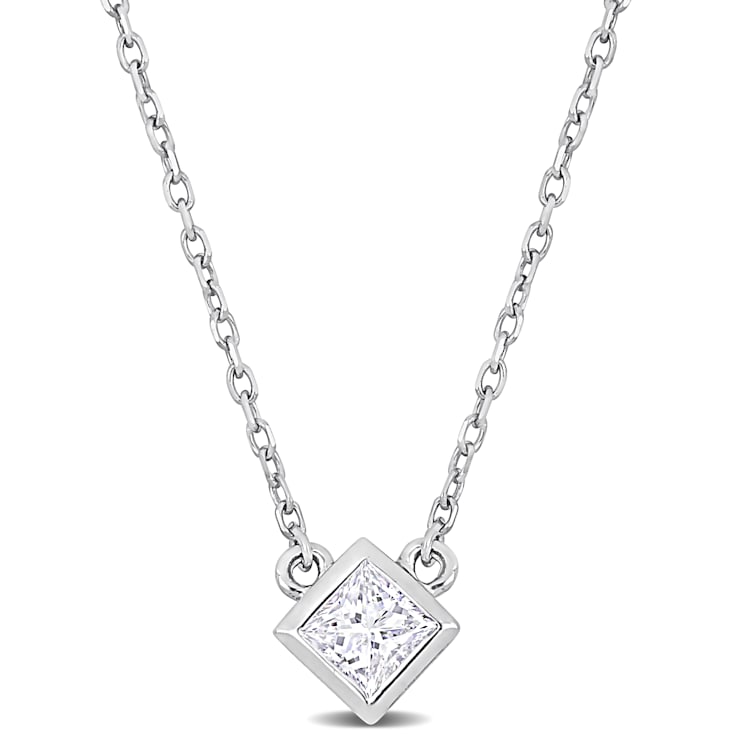 1/5 CT TW Diamond Solitaire Necklace in 14K White Gold