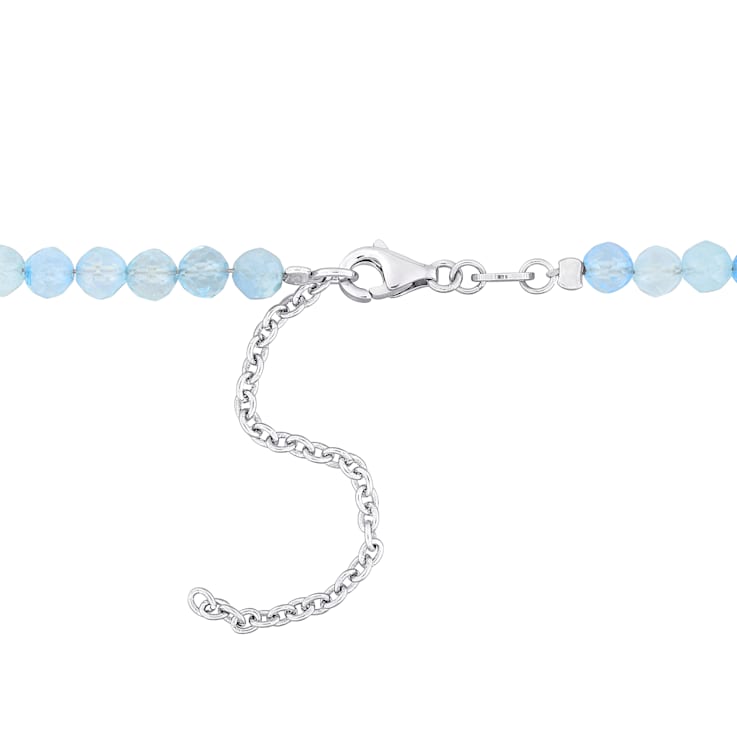 16 1/2 CT TGW Aquamarine Beaded Necklace with Sterling Silver Clasp