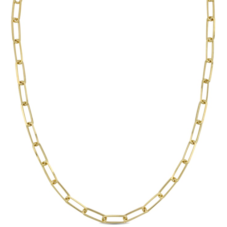 5MM Diamond Cut Paperclip Chain Necklace in Yellow Plated Sterling Silver