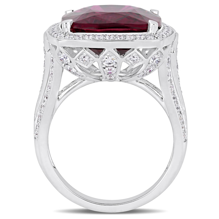 11 7/8 CT TGW Pink Tourmaline and 1 3/8 CT TW Diamond Halo Cocktail Ring
in 14K White Gold