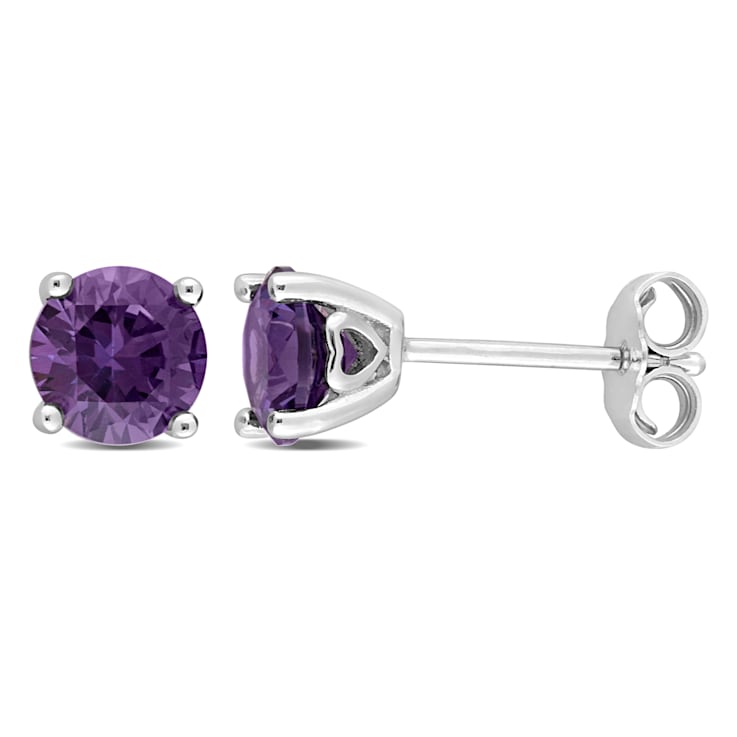 2 CT TGW Simulated Alexandrite Stud Earrings in Sterling Silver