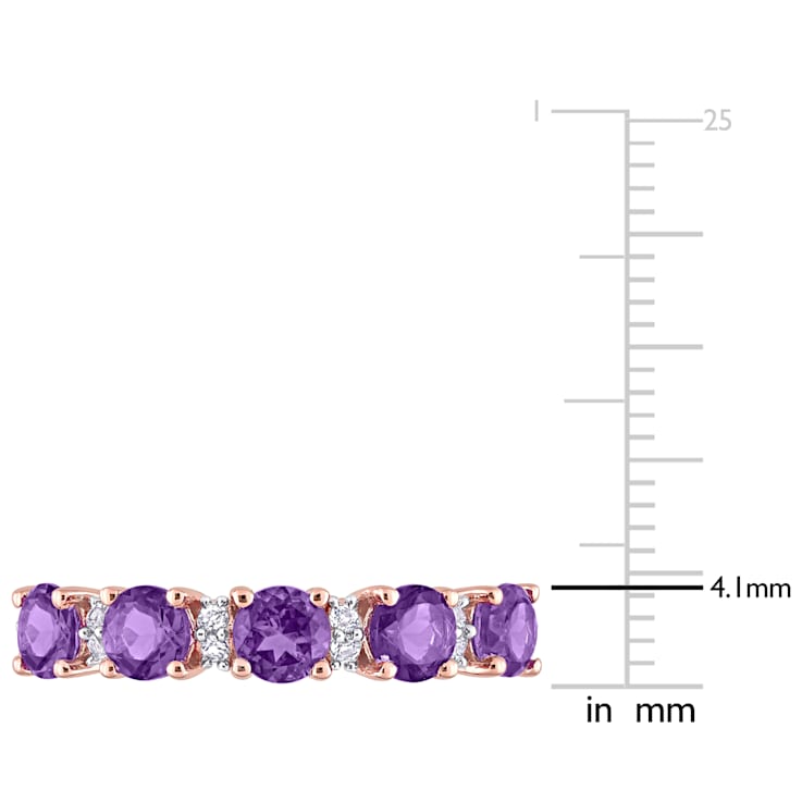 1 3/5 CT TGW African Amethyst and Topaz Semi-Eternity Ring in Rose
Plated Sterling Silver