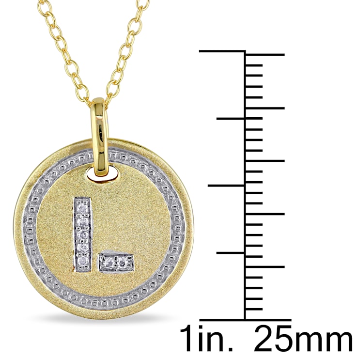 Diamond Initial "L" Pendant with Chain in 18K Yellow Gold Over
Sterling Silver