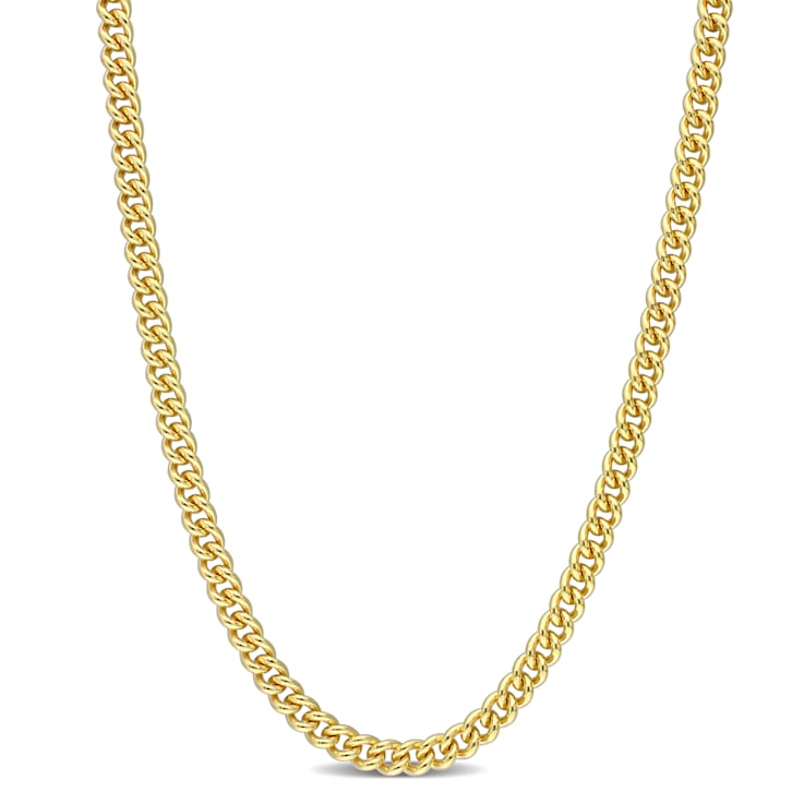 4.4MM Curb Link Chain Necklace in Yellow Plated Sterling Silver