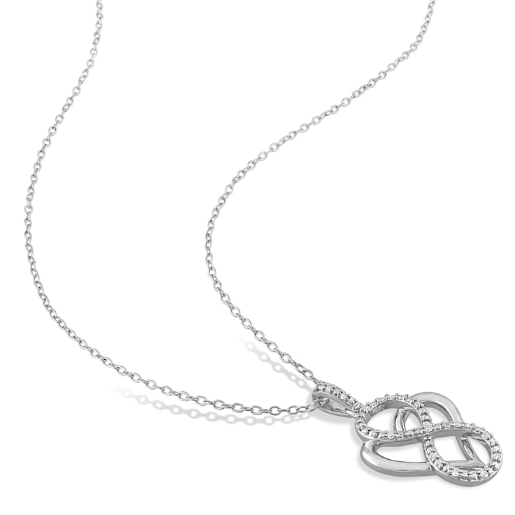 Diamond Infinity Heart Pendant with Chain in Sterling Silver