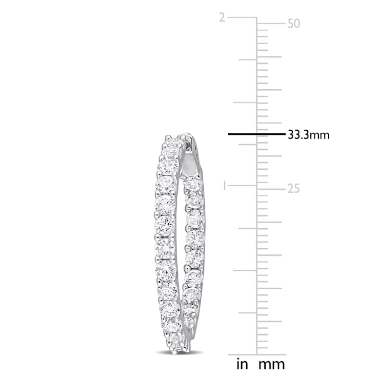 6 7/8 CT TGW Created White Sapphire Inside-Outside Hoop Earrings in
Sterling Silver