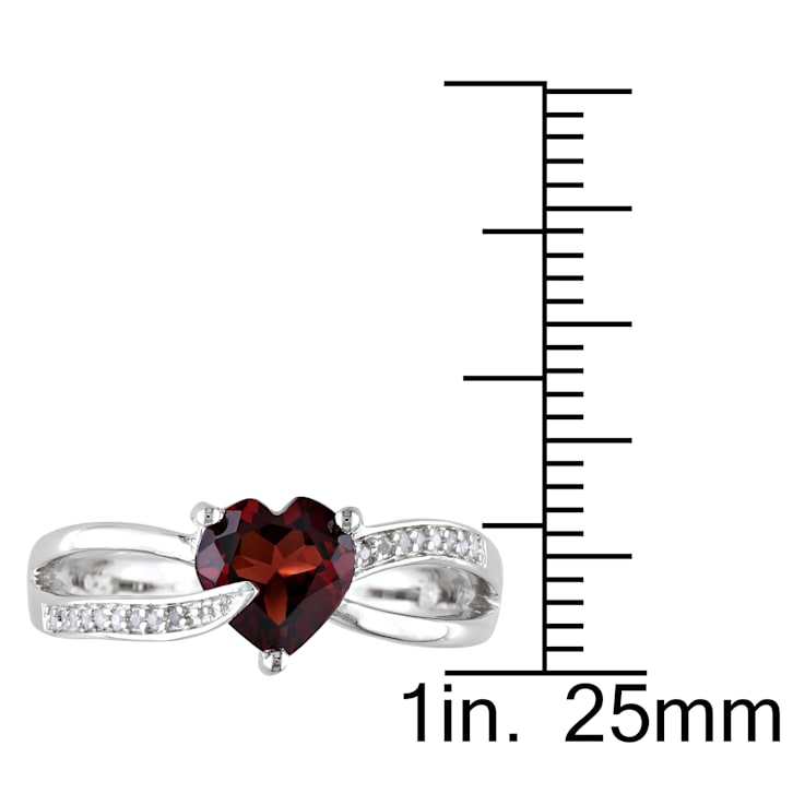 1 1/4 CT TGW Garnet and Diamond Accent Heart Ring in Sterling Silver