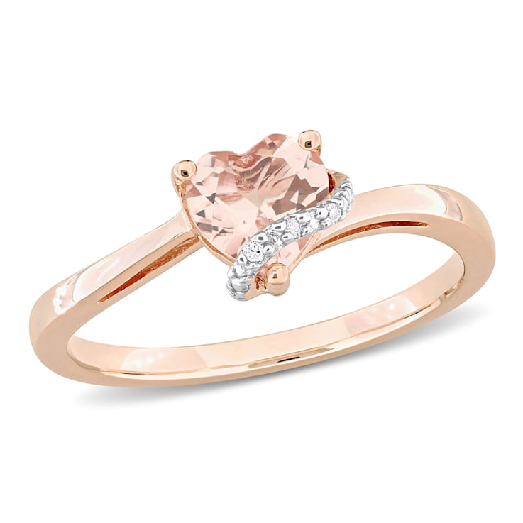 5/8 CT TGW Morganite and Diamond Accent Heart Wrap Ring in Rose Plated
Sterling Silver