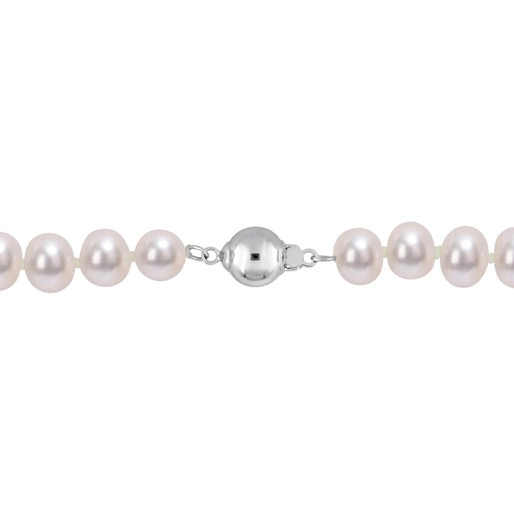 7 - 7.5 MM Freshwater Cultured Pearl 18" Strand with Sterling
Silver Ball Clasp