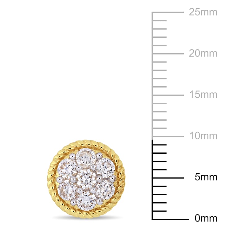 1 CT TW Diamond Floral Post Stud Earrings in 14k Yellow Gold