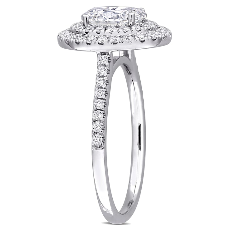 1 1/2 CT TW Lab-Grown Diamond Halo Ring in 14K White Gold