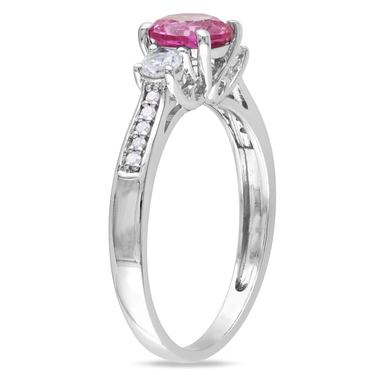 1 3/8 CT TGW Created Pink and White Sapphire with Diamond Accent
Engagement Ring in 10K White Gold