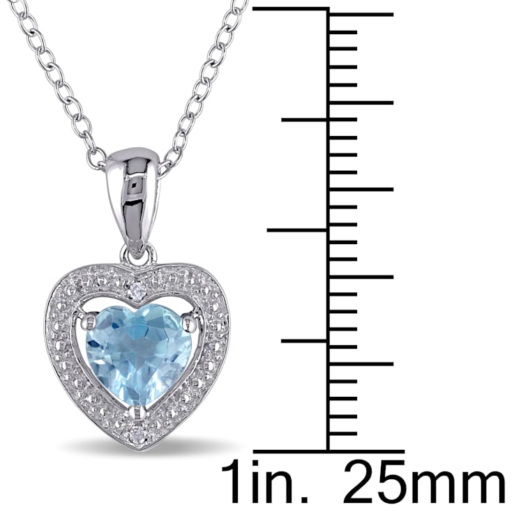 1 CT TGW Sky Blue Topaz and Diamond Accent Heart Pendant with Chain in
Sterling Silver