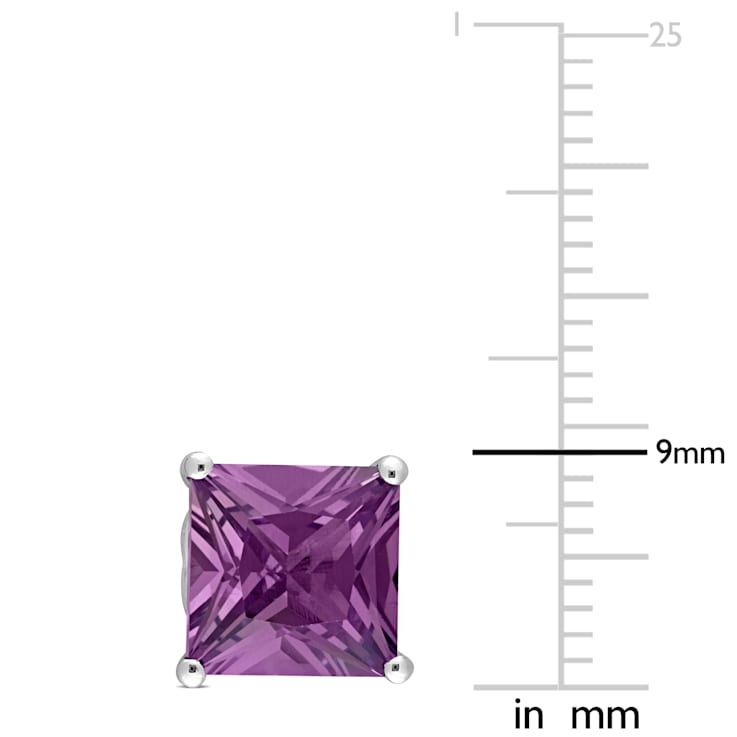 5 1/10 CT TGW Square Simulated Alexandrite Stud Earrings in Sterling Silver