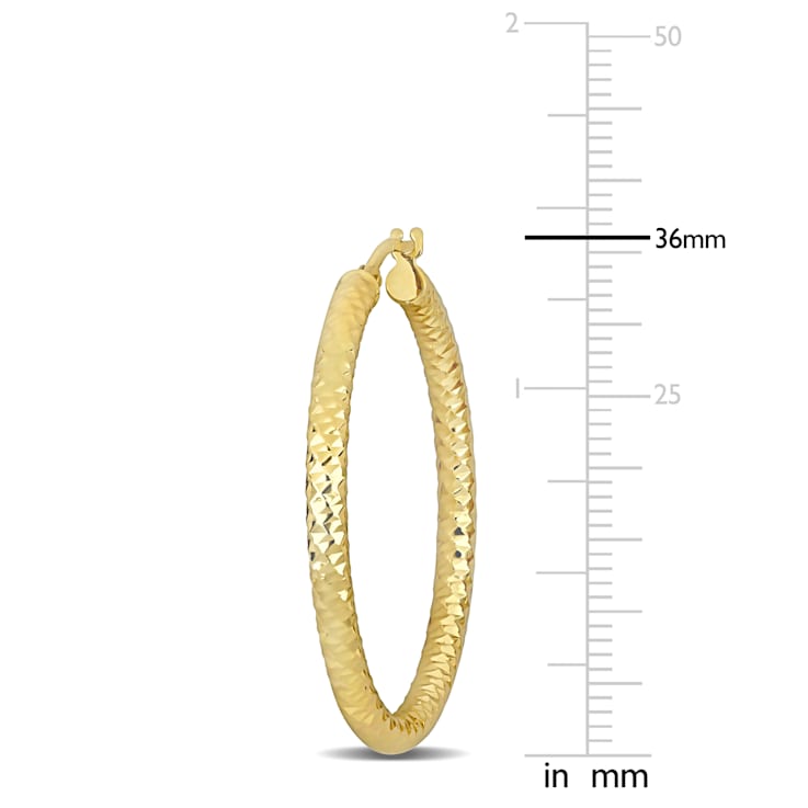 36mm Textured Hoop Earrings in 14k Yellow Gold