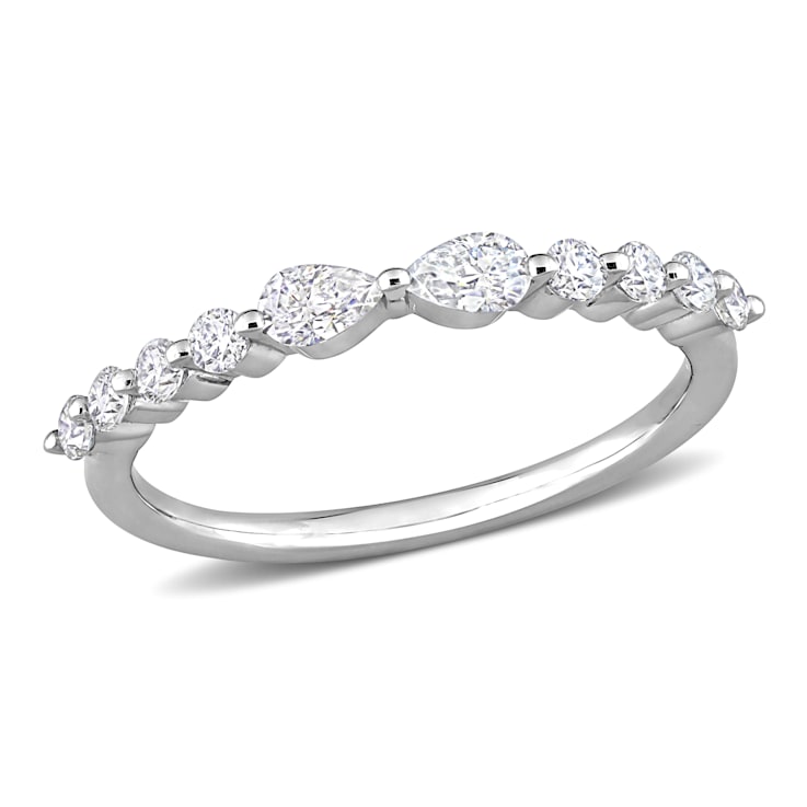 2/5 CT DEW Created Moissanite Semi-Eternity Ring in Sterling Silver