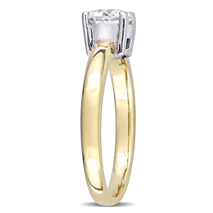 3/4 CT DEW Created Moissanite Solitaire Engagement Ring 14K Yellow Gold