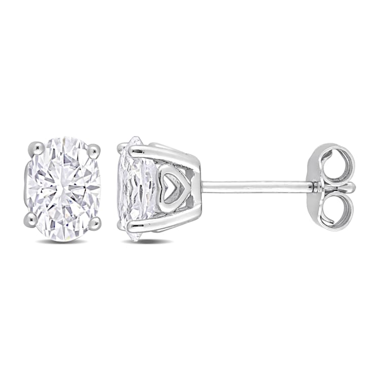 2 1/2 CT TGW Oval Created White Sapphire Stud Earrings in Sterling Silver