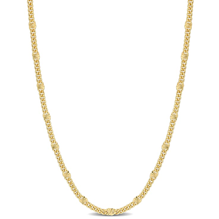 Fancy Curb Link Necklace in Yellow Plated Sterling Silver