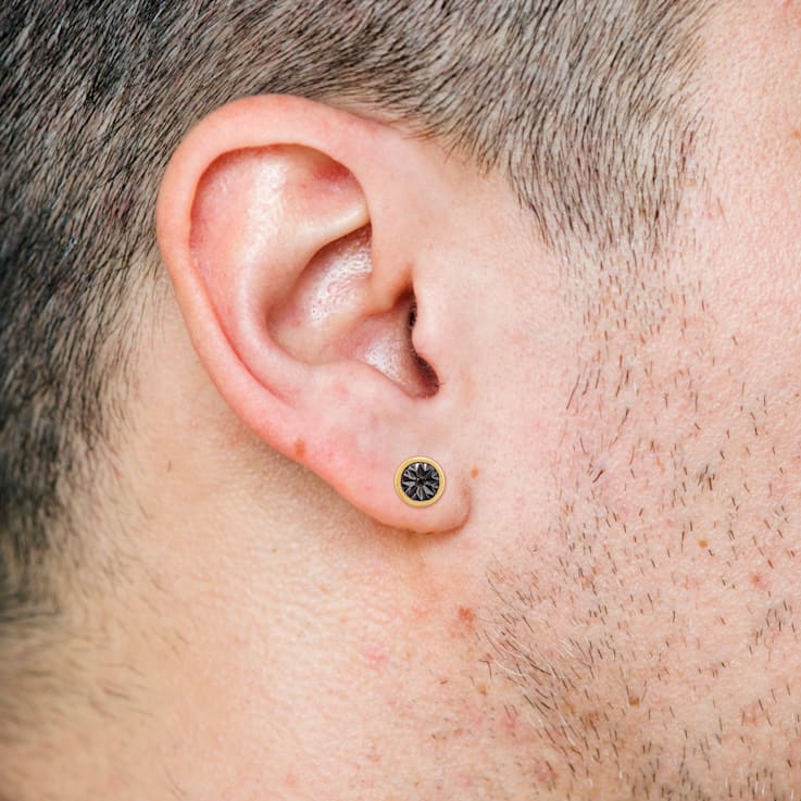 Black and gold stud earrings outlet