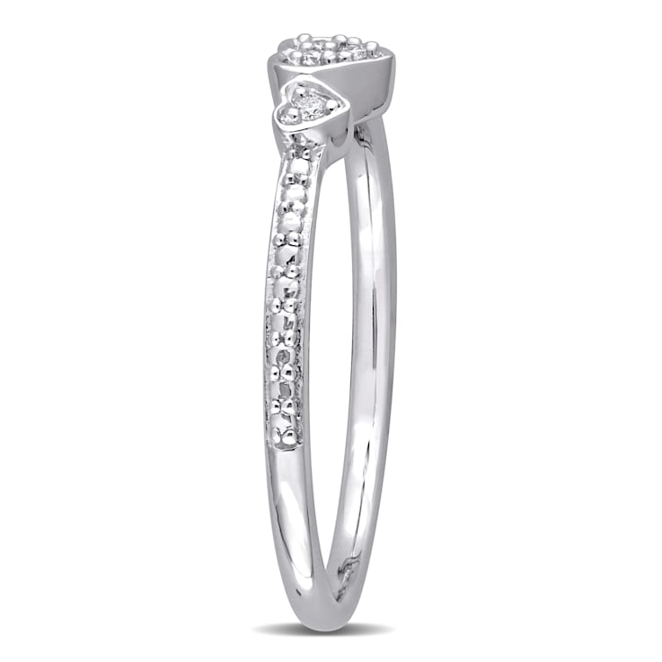 0.05 CT TW Diamond Accent 3-Heart Eternity Ring in Sterling Silver