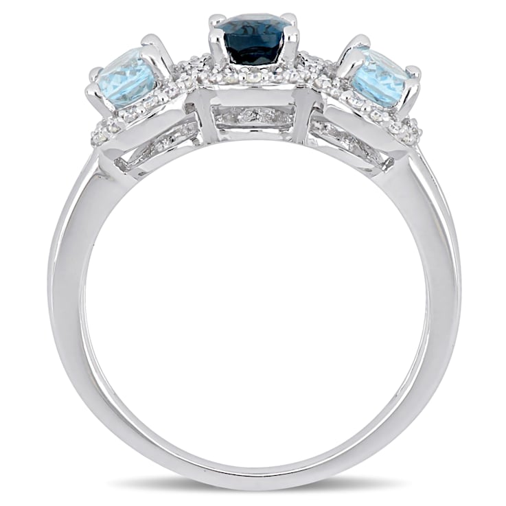 1 3/5 CT TGW London Blue and Sky Blue Topaz with 1/5 CT TW