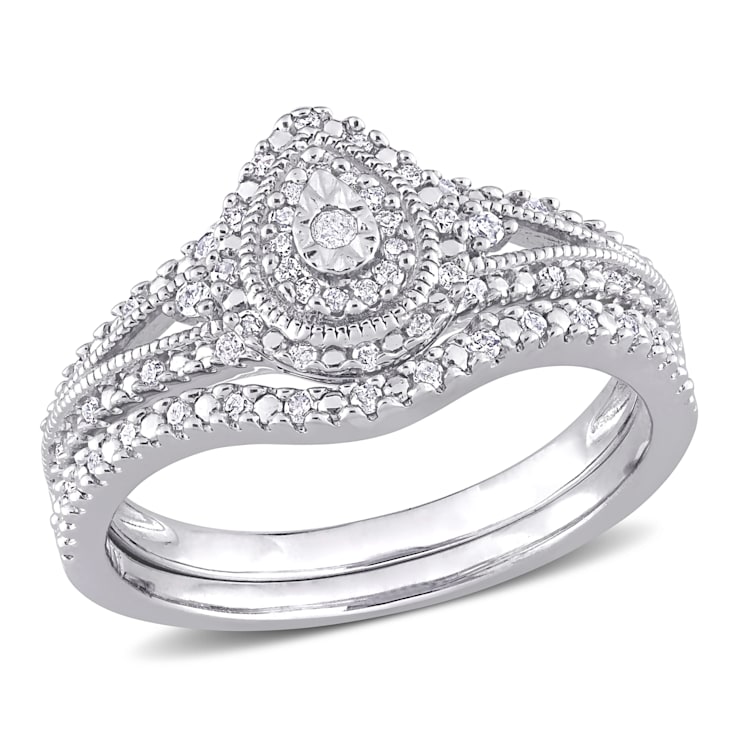 1/4 CT TW Diamond Vintage Bridal Set in Sterling Silver