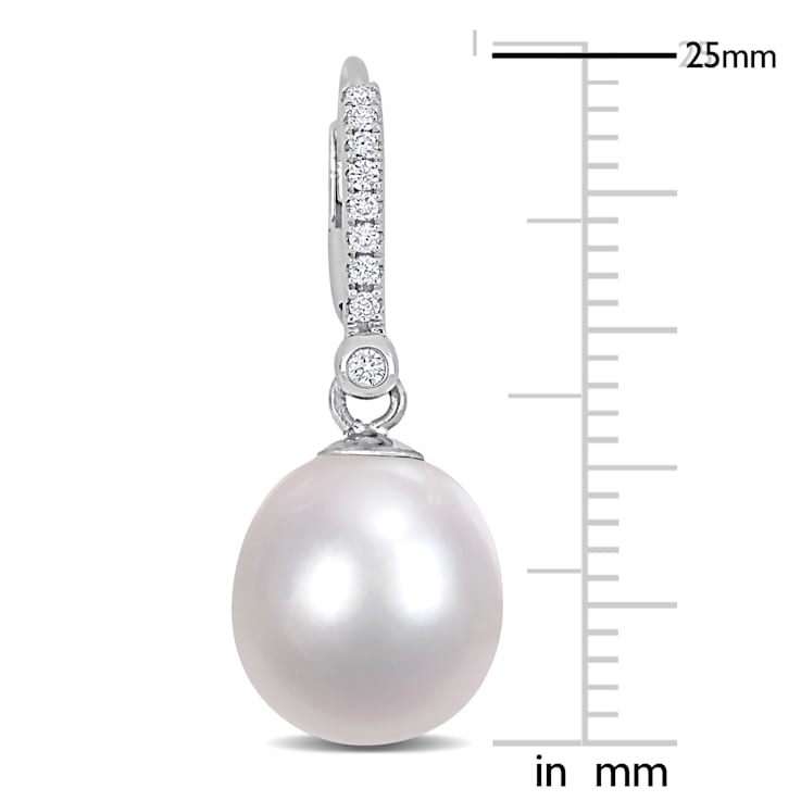 10-11MM South Sea Cultured Pearl and 1/8 CT TW Diamond Earrings in 14K
White Gold