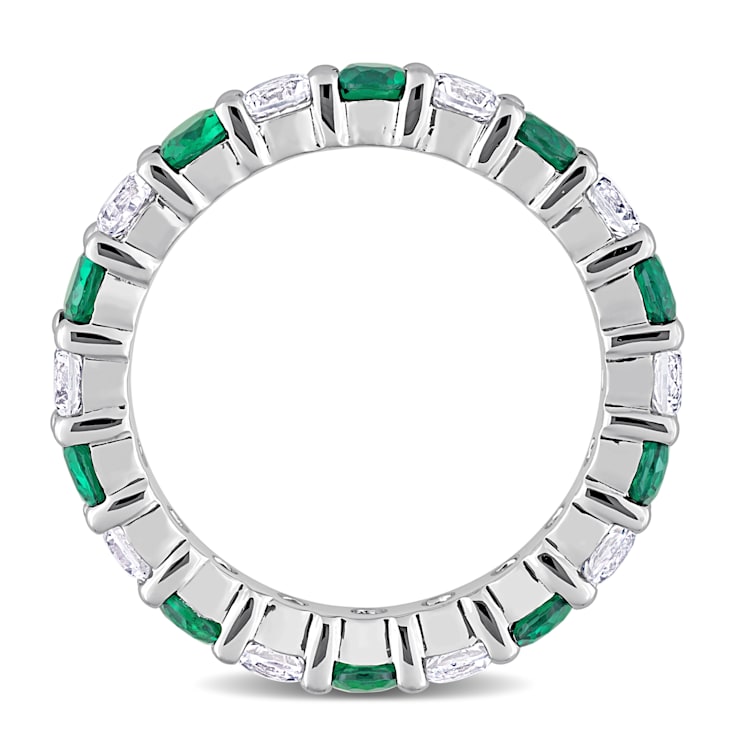 3 1/5 CTW Created Emerald and Created White Sapphire Eternity Band in
Sterling Silver