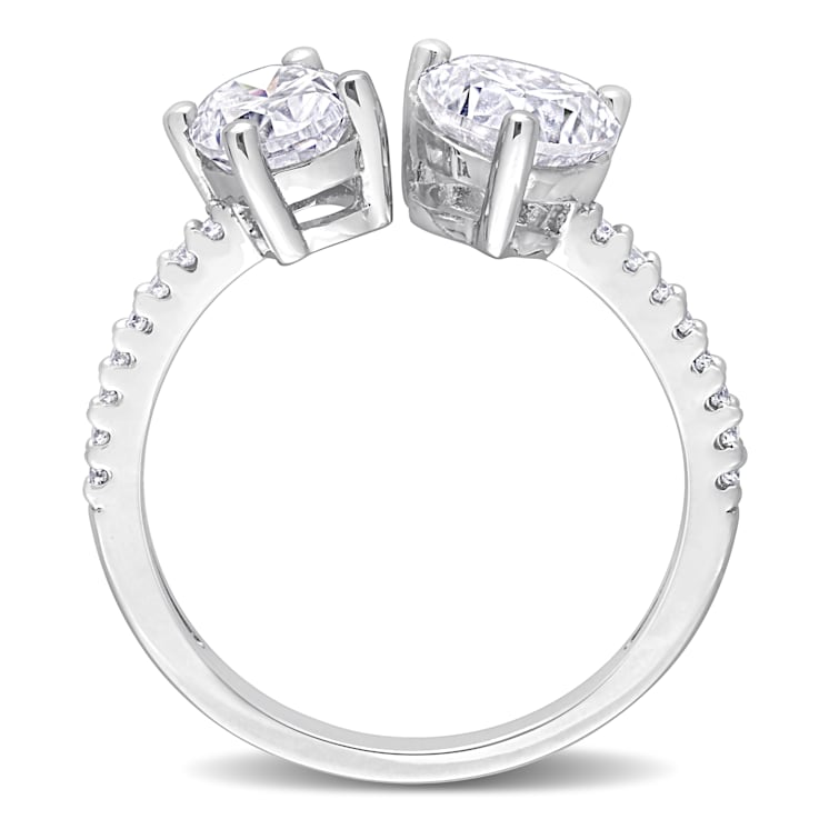 2 1/8 CT TGW Created Moissanite 2-Stone Ring in Sterling Silver