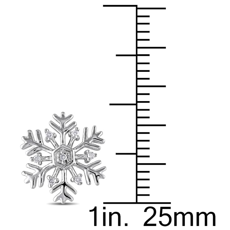 Diamond Snowflake Stud Earrings in Sterling Silver