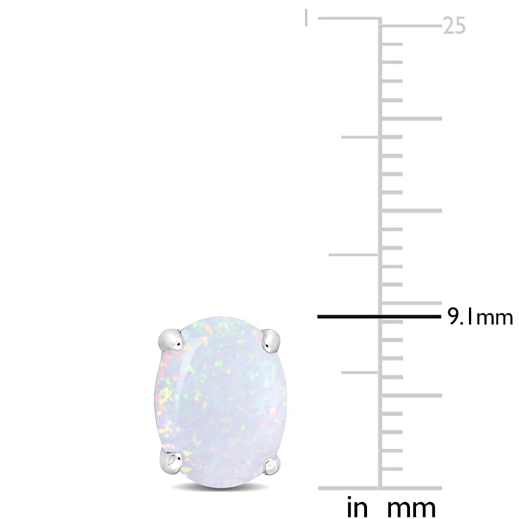 2 CT TGW Oval Created Opal Stud Earrings in Sterling Silver
