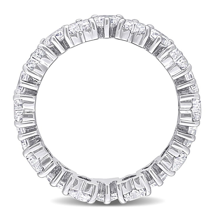 3 3/8 CT DEW  Created Moissanite Heart Eternity Ring in Sterling Silver