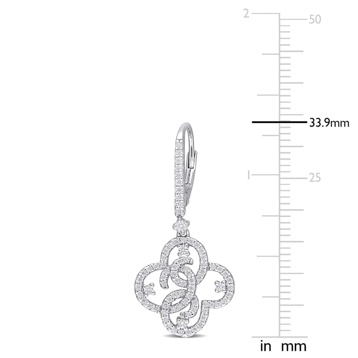 1 CT DEW Created Moissanite Floral Leverback Earrings in Sterling Silver