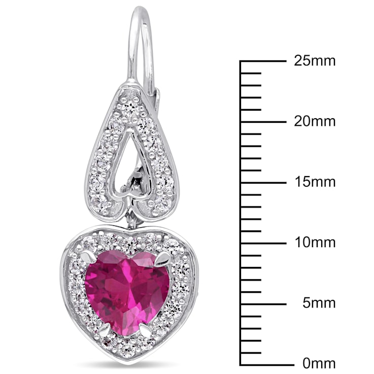 4 7/8 CT TGW Created Ruby and Created White Sapphire Heart Earrings in
Sterling Silver