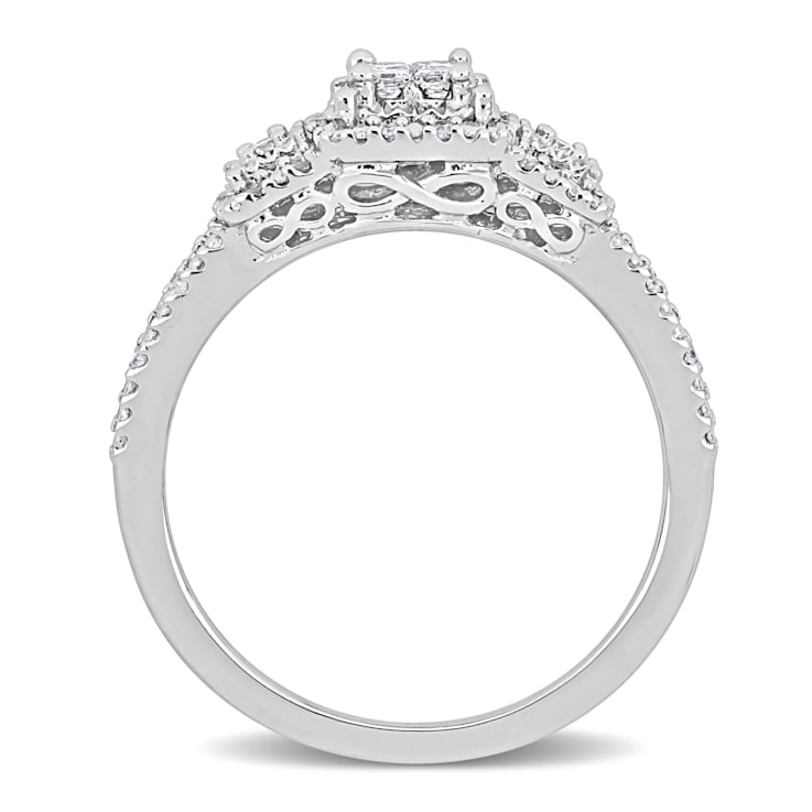 1/5 CT TW Princess and Round Diamond Split Shank Ring in Sterling Silver