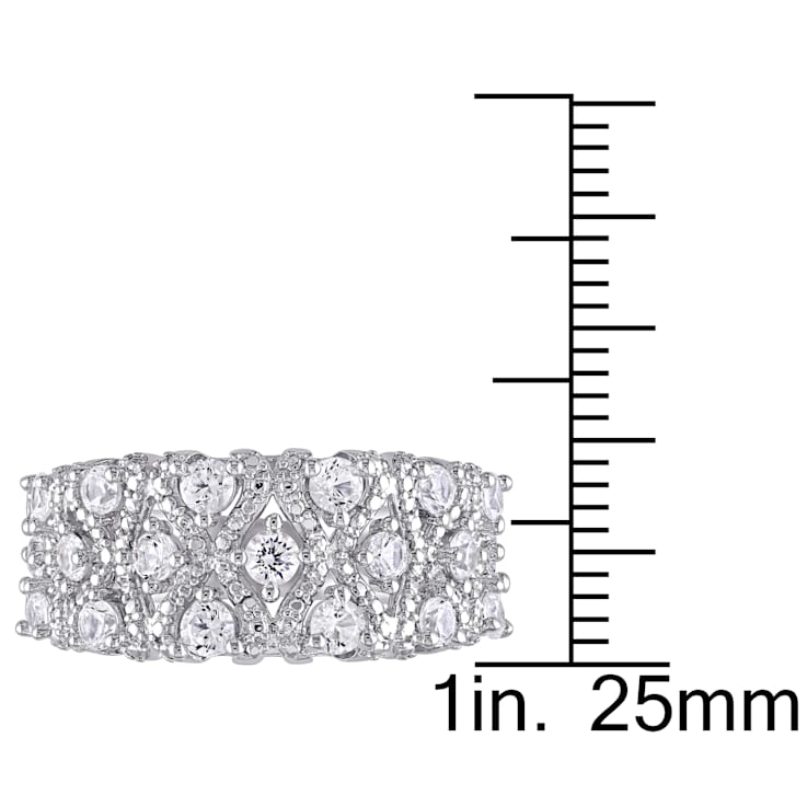 1 1/3 CT TGW Created White Sapphire Pave Lattice Ring in Sterling Silver