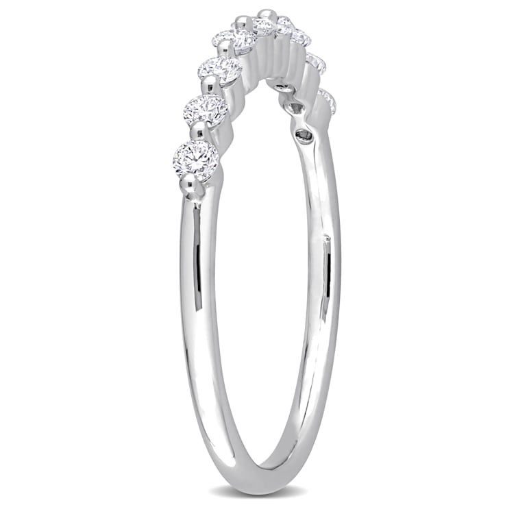 1/3 CT TGW Lab Grown Diamond Semi-Eternity Ring in Platinum Plated
Sterling Silver