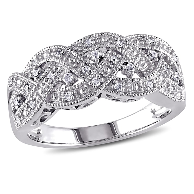 1/8 CT TW Braided Diamond Ring in Sterling Silver
