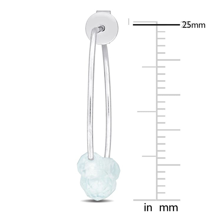 3/4ctw Aquamarine Bead Hoop Earrings in Sterling Silver