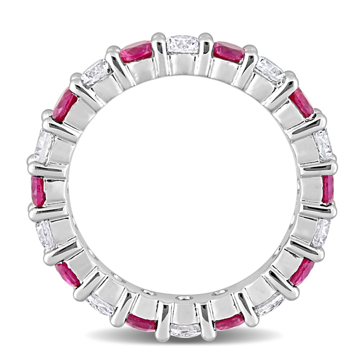 3 3/4 CT TGW Created Ruby and Created White Sapphire Full Eternity Ring
in Sterling Silver