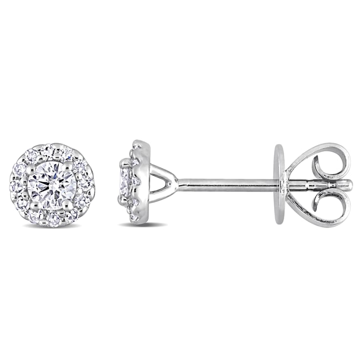 1/3 CT TDW Diamond Cluster Stud Earrings in Platinum