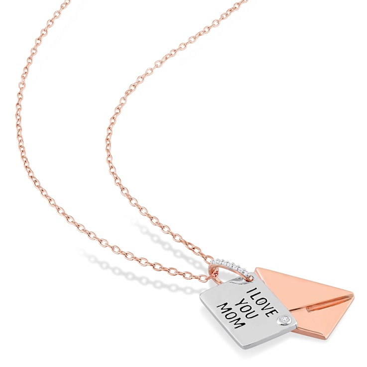 Diamond Accent Letter Envelope "I Love You" Pendant with Chain
in 18K Rose Gold Over Sterling Silver
