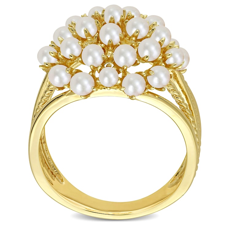 2-3MM Freshwater Cultured Pearl Split Shank Ring in Yellow Plated
Sterling Silver