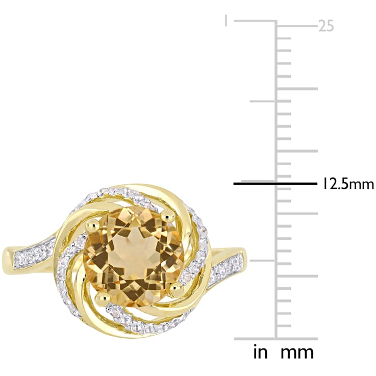 1 7/8 CT TGW Citrine, Topaz and Diamond Accent Swirl Ring in 18K Yellow
Gold Over Sterling Silver
