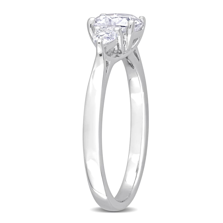 1 2/5 CT TGW Created Moissanite 3-Stone Ring in Sterling Silver